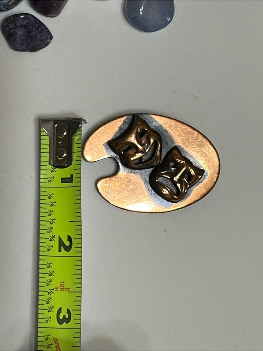 Vintage Copper Comedy Tragedy Brooch